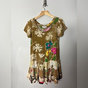 Vintage Jams World Floral Rayon Dress Size XL Short Sleeve